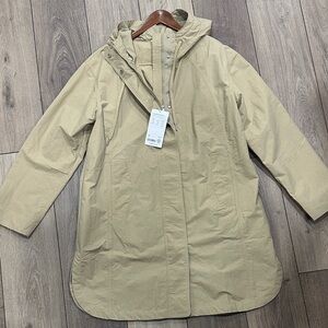 Athleta Khaki Hooded Rain Coat